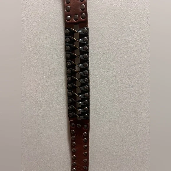 Liebeskind Brown and silver hardware Studded Belt - www  display picture 2
